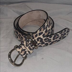 & Other Stories Leopard Print Leather Belt Gold Buckle Size Small